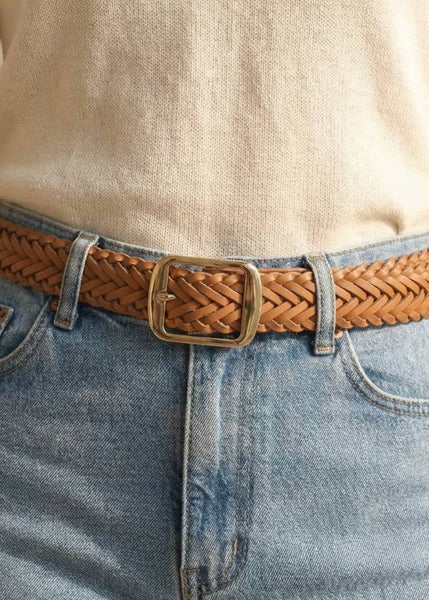 Vegan Leather Brown Braided Belt