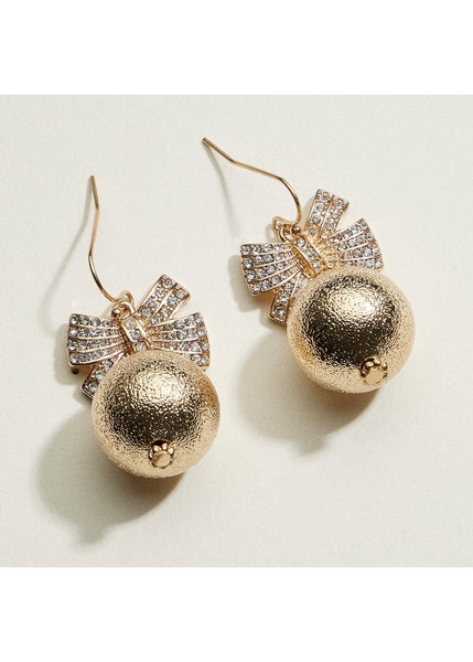 Christmas Ribbon Ball Drop Earrings