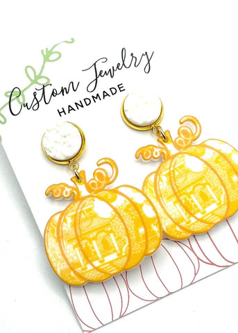 Fall Chinoiserie Pumpkin Earrings