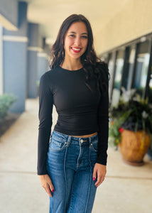 Underneath It All Basic Black Long Sleeve Top
