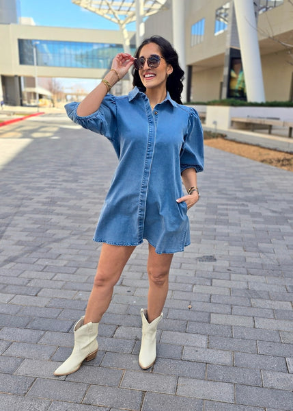 Picture Perfect Denim Puff Sleeve Dress
