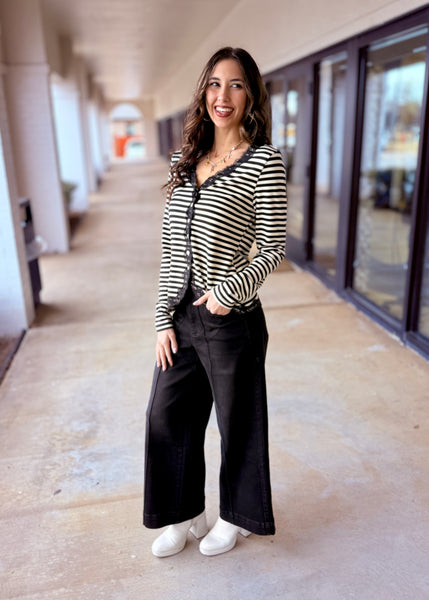 Had Enough Lace Striped Knit Top