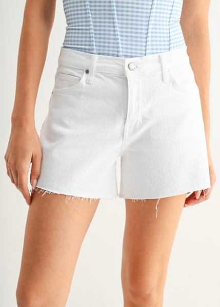 Aleena Mid Rise White Denim Short