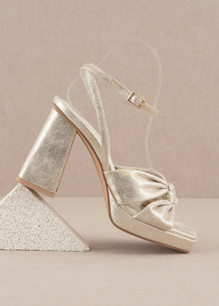Zoey Knotted Band Gold Platform Heel