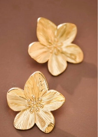 Gold Flower Stud Earrings