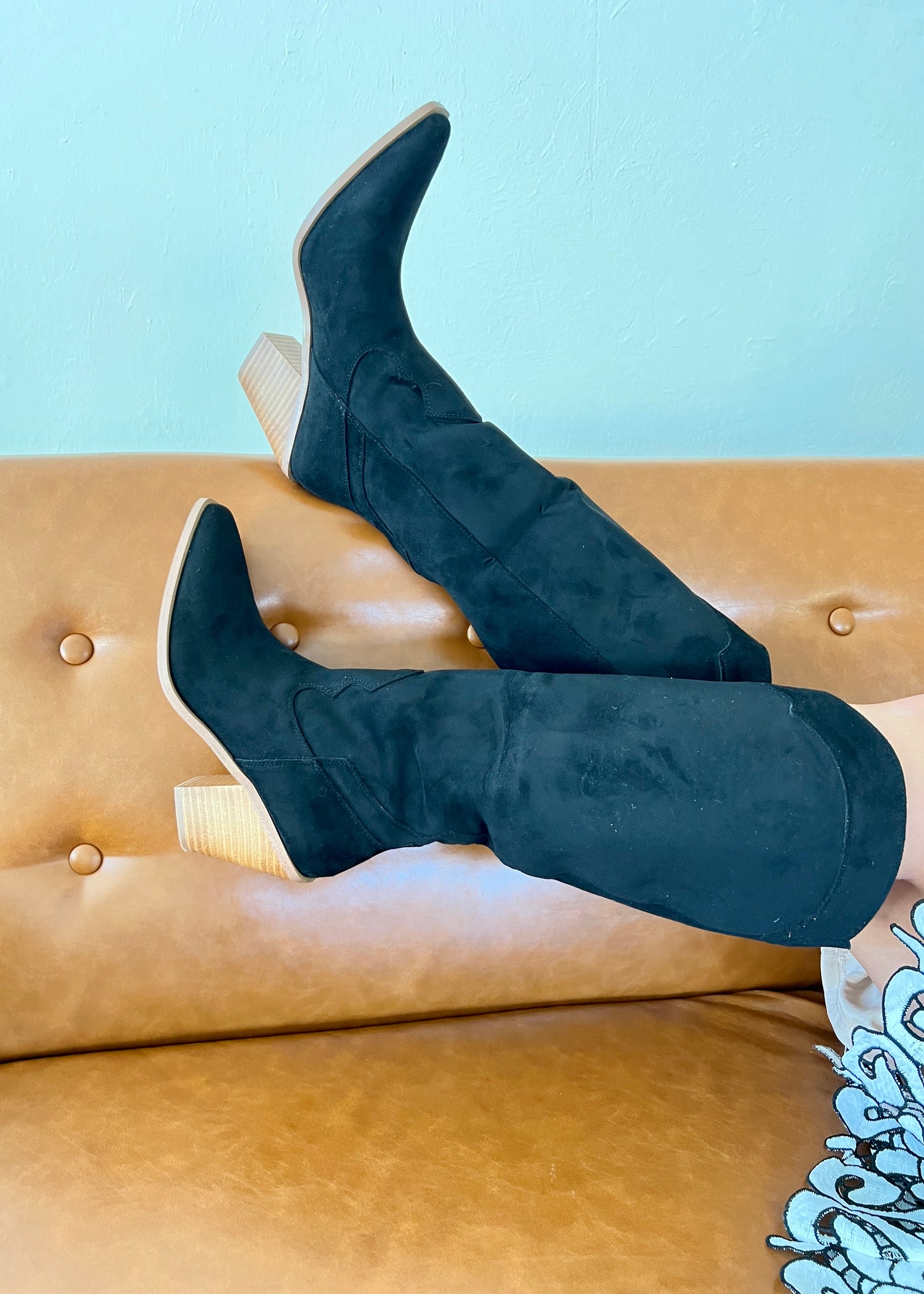 Cassandra Classy Black Suede Western Boots