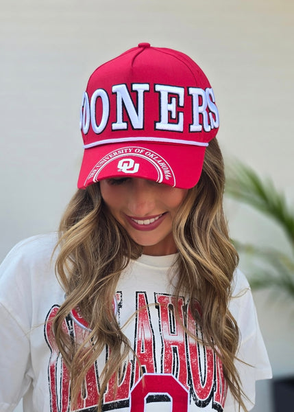 SOONERS 3D Baseball Red Canvas Trucker Hat