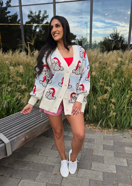 It's Time For Santa Face Oversized Cardigan