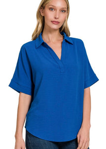 Happy Days Blue V Neck Summer Top