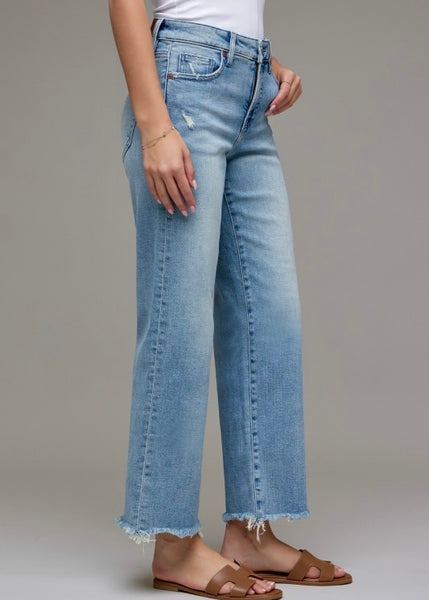 Ally Light Wash Cropped Classic Straight Jean
