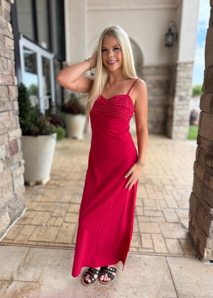 Going For The Win Red Maxi Dress