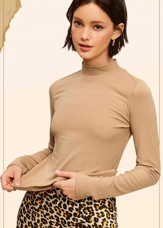 Layering Love Taupe Ribbed Long Sleeve Top
