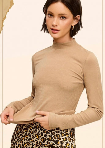 Layering Love Taupe Ribbed Long Sleeve Top