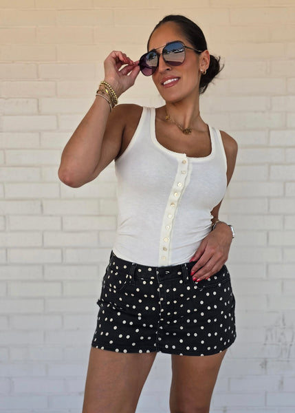 More Of You Black & White Polka Dot Micro Mini Skort