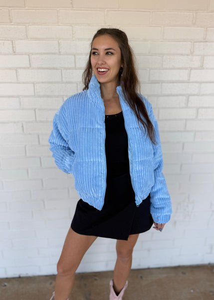 Isabelle Corduroy Padded Blue Jacket