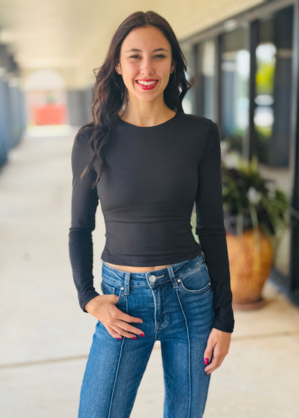 Underneath It All Basic Black Long Sleeve Top