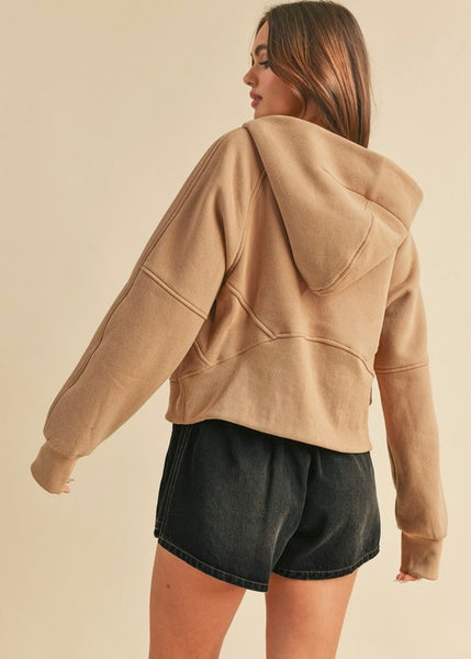 Right This Very Minute Latte Half Zip Hoodie