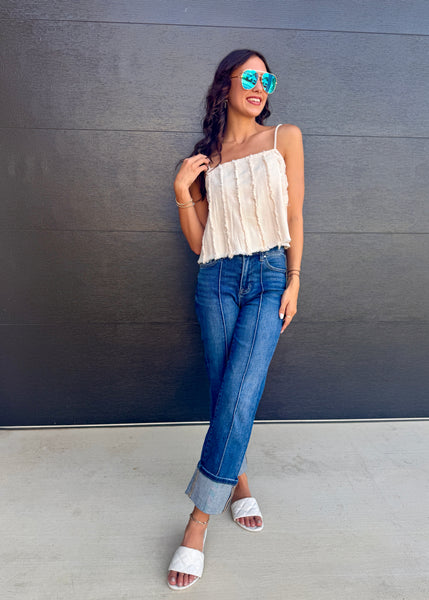 Sunday Breeze Oatmeal Denim Cami Top