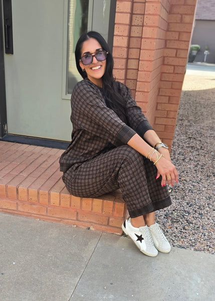 Next Adventure Brown Plaid 2 Pc. Pant & Top Set