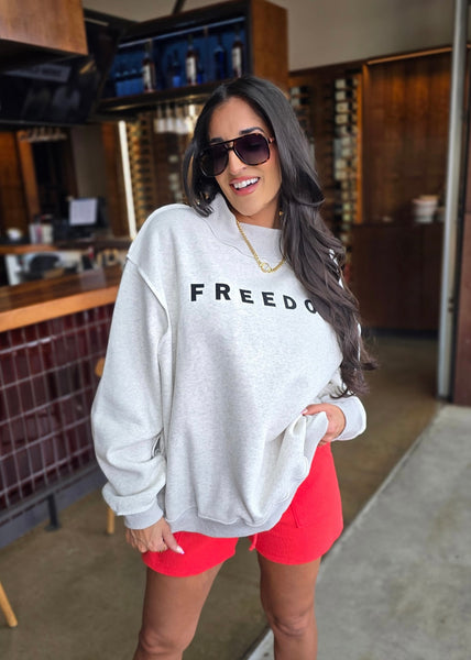 "Freedom/Legacy" Reversible Oversized Mock Neck Sweatshirt