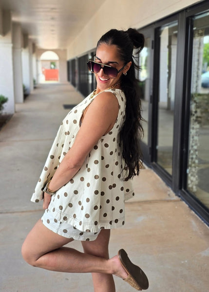 Get In Line 2 Pc Polka Dot Short Set