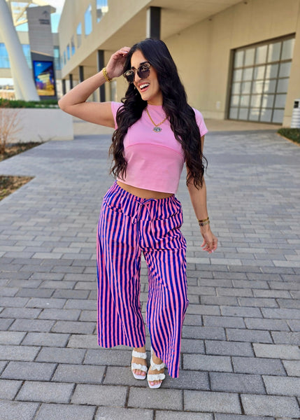 More Passion Blue/Pink Striped Pants