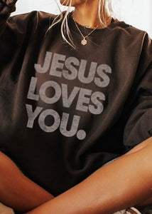 "Jesus Loves You" Brown Vintage Sweatshirt