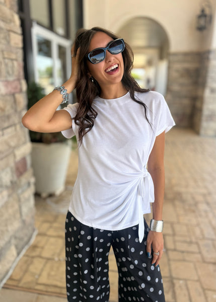 Just So Easy White Side Tie Top