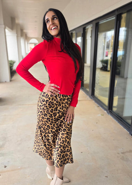 The Chase Leopard Print Midi Skirt