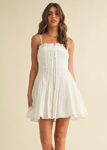 Focus On Me White Pleated Mini Dress
