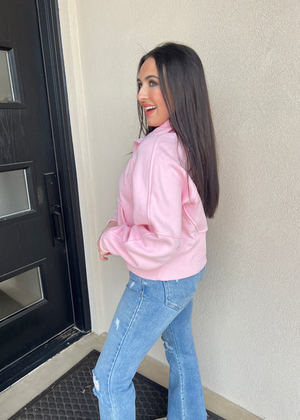 The Scuba Half Zip Pink Sweatshirt