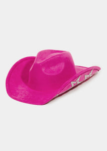 Studded Rhinestone Star Fuchsia Cowgirl Hat