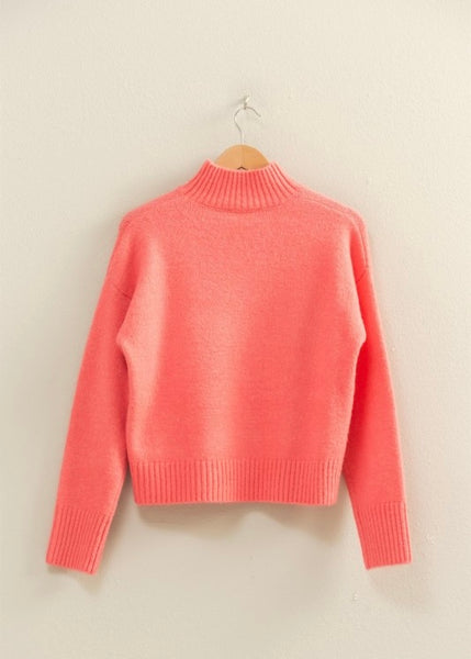 Morning Sunrise Pink Mock Neck Sweater