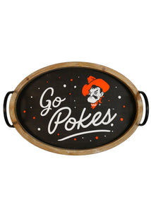 Oklahoma State Spirit Wood Oval Tray