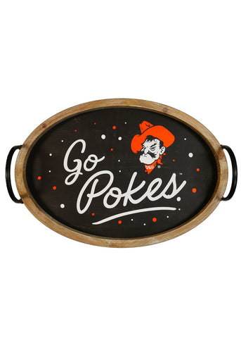 Oklahoma State Spirit Wood Oval Tray