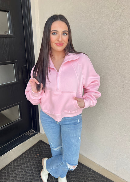 The Scuba Half Zip Pink Sweatshirt