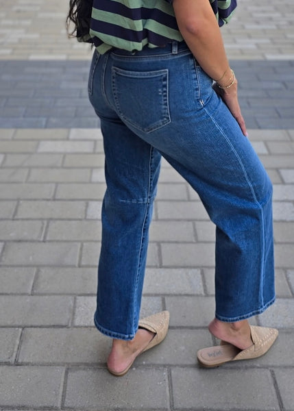 Dolly High Rise Dark Wash Straight Leg Denim