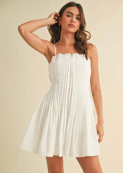 Focus On Me White Pleated Mini Dress