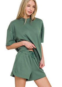 Life Is Good Forest Green Scuba Short Sleeve Top & Short Set