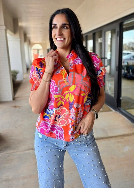 Garden Party Floral Print Top