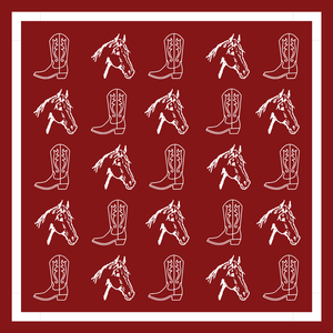 Crimson & White Gameday Bandana Scarf (Horse & Boot Print)