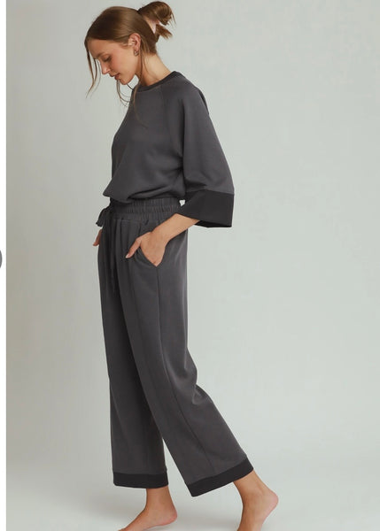 Places To Be Charcoal 2 Pc. Top & Pant Set