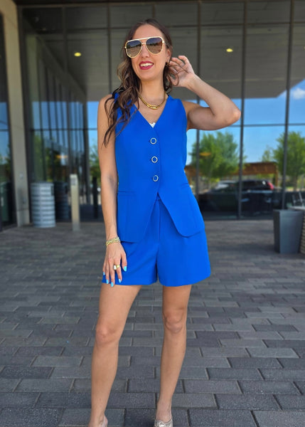 It's Electric Blue Tailored Sleeveless Vest