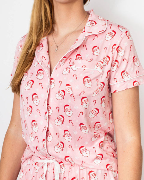 Candy Cane Pink Christmas 2 Pc Pajama Set