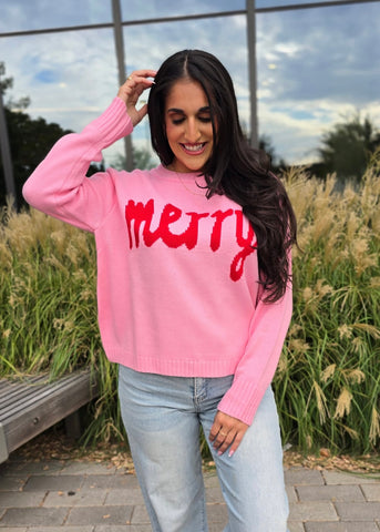 Pink/Red "Merry" Sweater