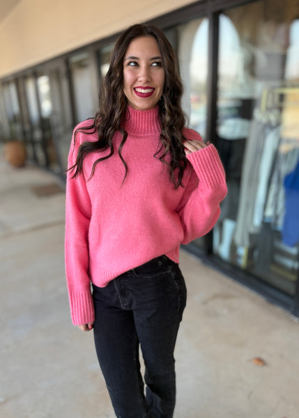 Morning Sunrise Pink Mock Neck Sweater