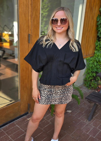 Lesson Learned Black V Neck Top
