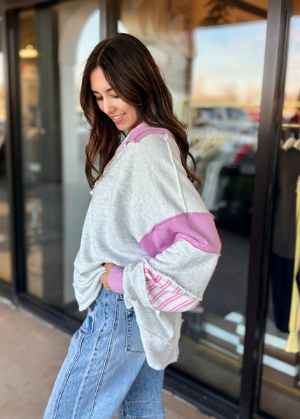 Friendly Fun Color Block French Terry Pullover