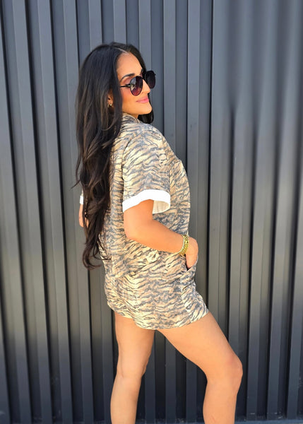 She's A Wild One Tiger Print Button Up Shirt