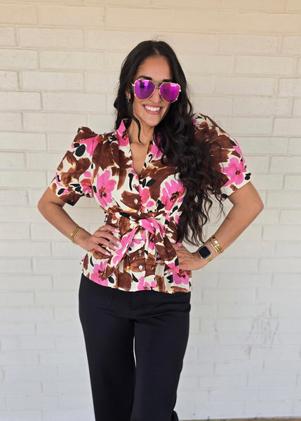 On The Bright Side Pink & Brown Floral